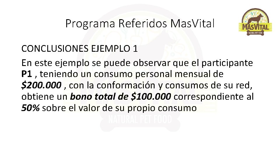 Programa Referidos Mas. Vital CONCLUSIONES EJEMPLO 1 En este ejemplo se puede observar que