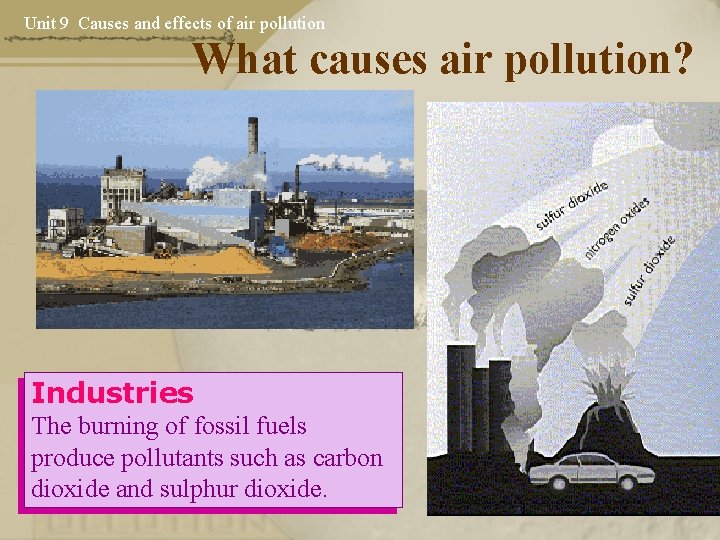 Unit 9 Causes and effects of air pollution What causes air pollution? Industries The