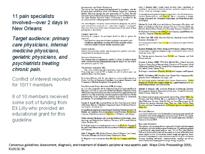 11 pain specialists involved—over 2 days in New Orleans Target audience: primary care physicians,