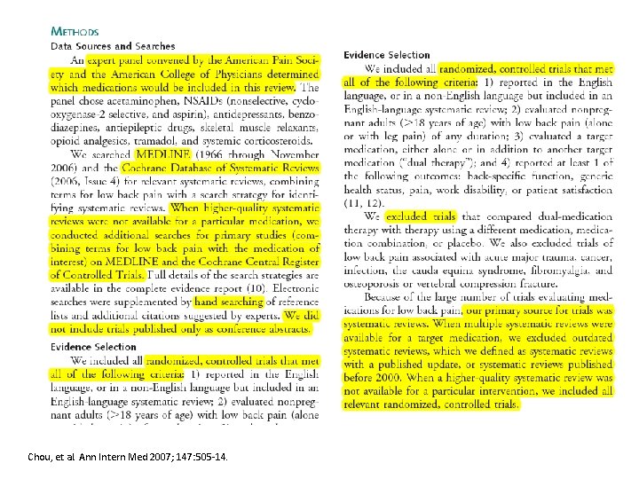 Chou, et al. Ann Intern Med 2007; 147: 505 -14. 