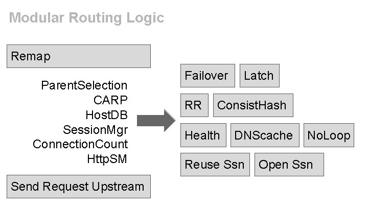 Modular Routing Logic Remap Parent. Selection CARP Host. DB Session. Mgr Connection. Count Http.