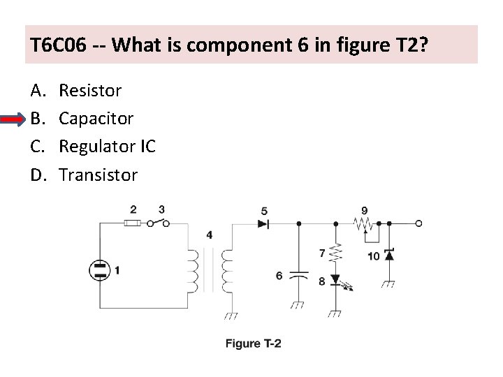 T 6 C 06 -- What is component 6 in figure T 2? A.