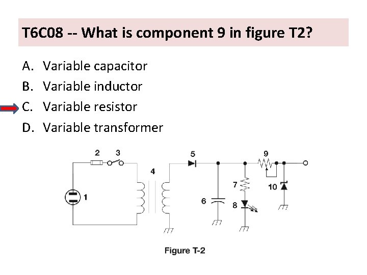T 6 C 08 -- What is component 9 in figure T 2? A.