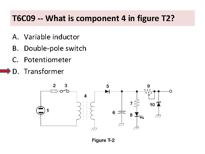 T 6 C 09 -- What is component 4 in figure T 2? A.