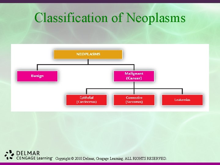 Classification of Neoplasms Copyright © 2010 Delmar, Cengage Learning. ALL RIGHTS RESERVED. 