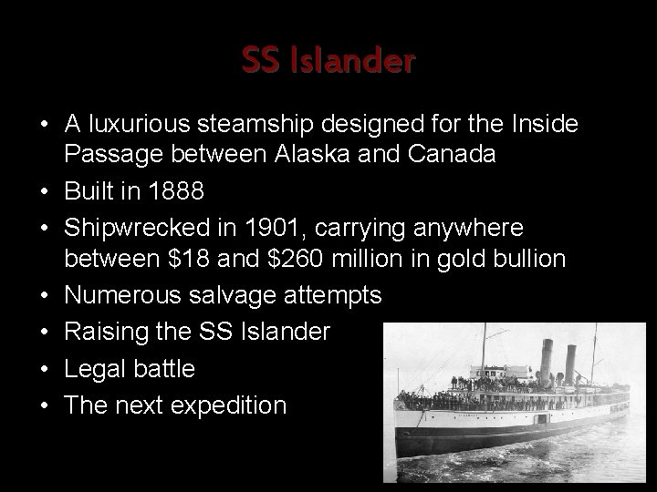 SS Islander • A luxurious steamship designed for the Inside Passage between Alaska and