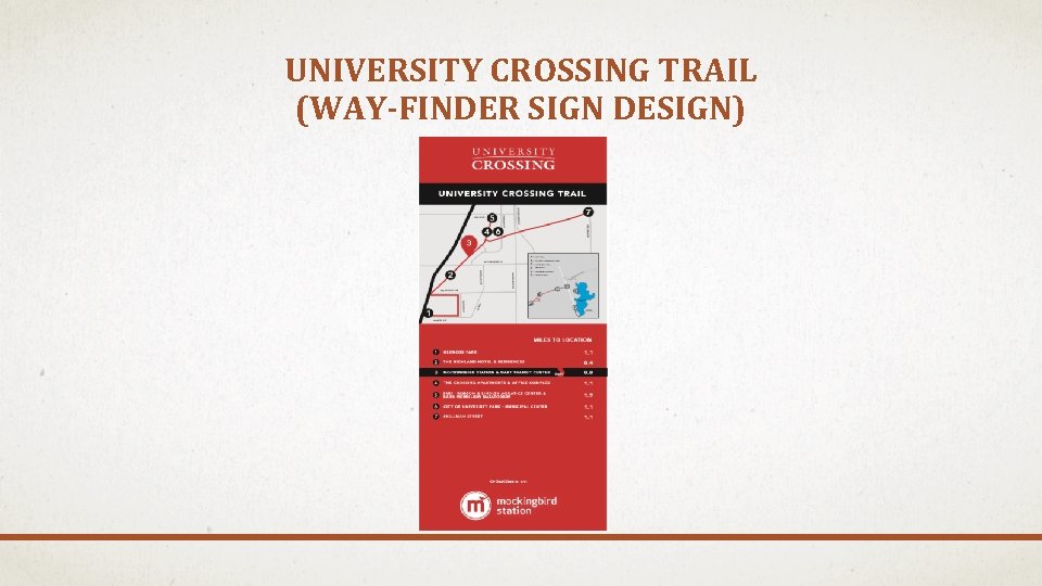 UNIVERSITY CROSSING TRAIL (WAY-FINDER SIGN DESIGN) 