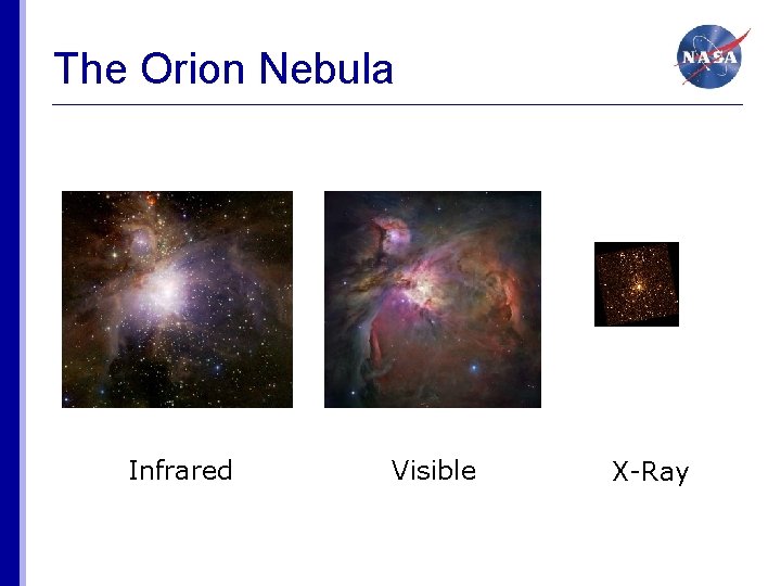 The Orion Nebula Infrared Visible X-Ray 