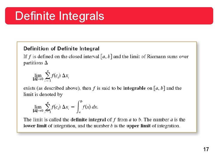 Definite Integrals 17 