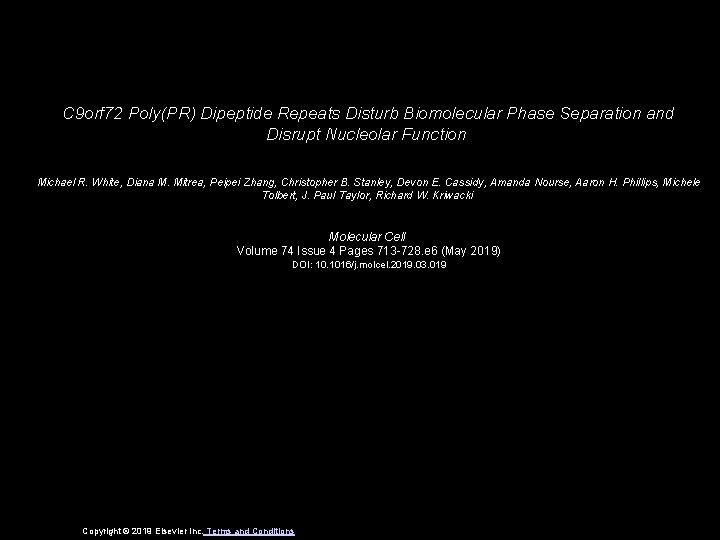 C 9 orf 72 Poly(PR) Dipeptide Repeats Disturb Biomolecular Phase Separation and Disrupt Nucleolar