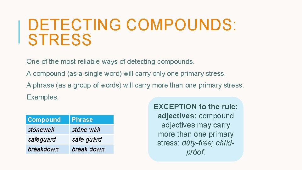 DETECTING COMPOUNDS: STRESS One of the most reliable ways of detecting compounds. A compound DETECTING COMPOUNDS: STRESS One of the most reliable ways of detecting compounds. A compound