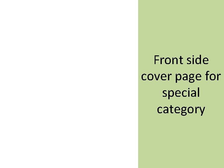 Front side cover page for special category 