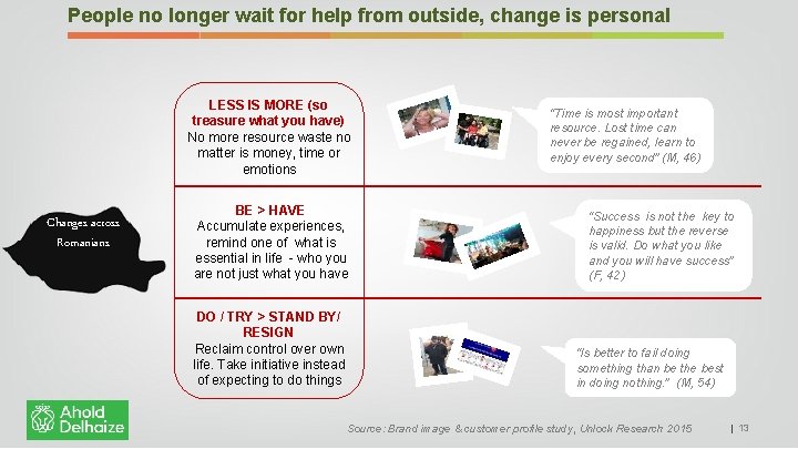 People no longer wait for help from outside, change is personal LESS IS MORE