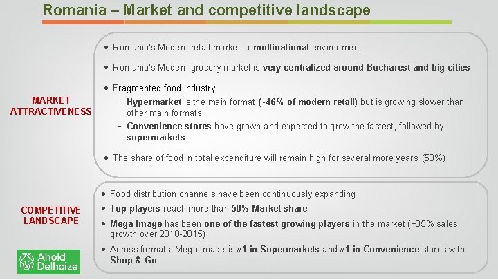 Romania – Market and competitive landscape • Romania’s Modern retail market: a multinational environment
