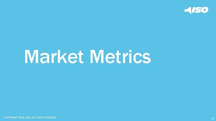 Market Metrics © COPYRIGHT NYISO 2019. ALL RIGHTS RESERVED. 15 