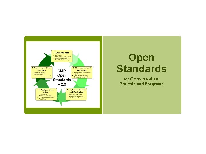 Open Standards for Conservation Projects and Programs 