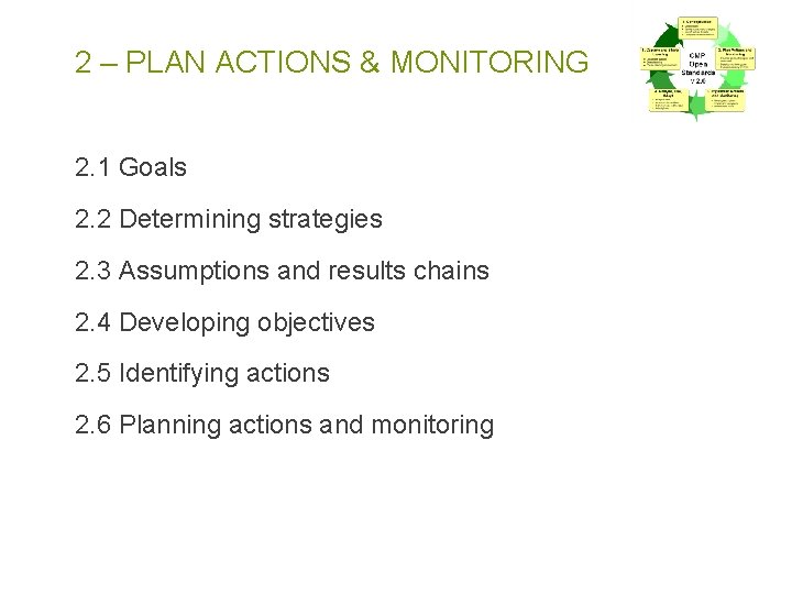 2 – PLAN ACTIONS & MONITORING 2. 1 Goals 2. 2 Determining strategies 2.