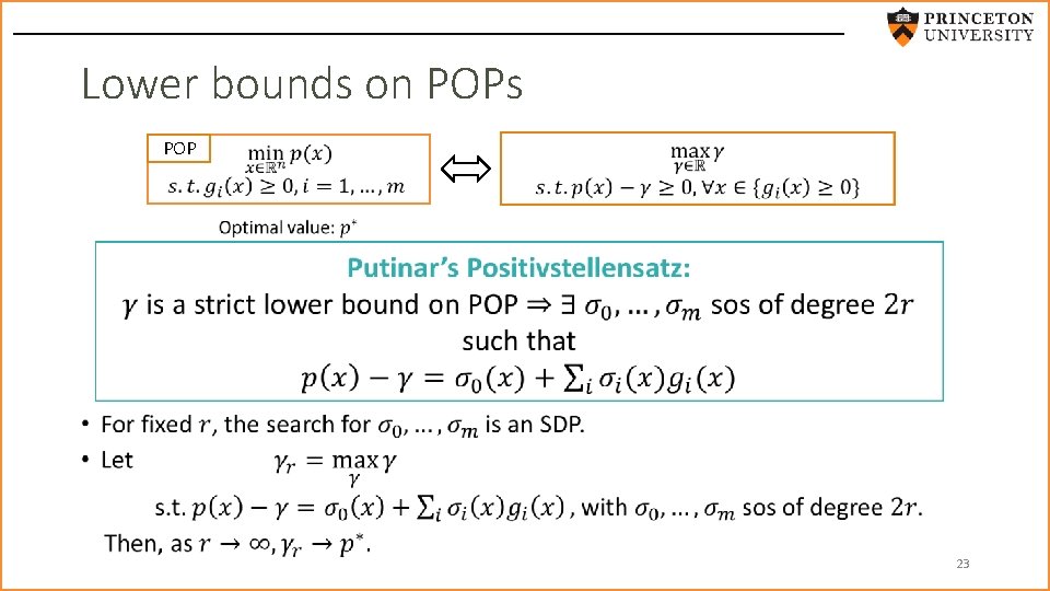 Lower bounds on POPs POP • 23 