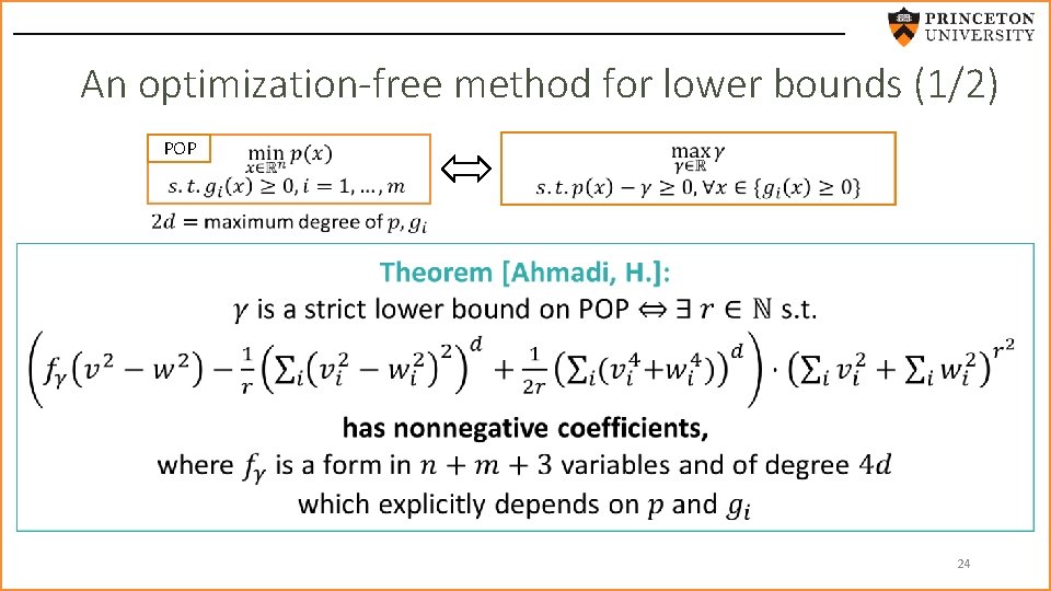 An optimization-free method for lower bounds (1/2) POP 24 