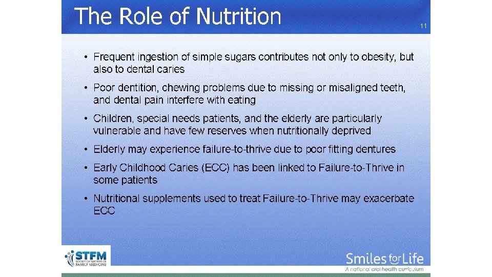 The Role of Nutrition 11 