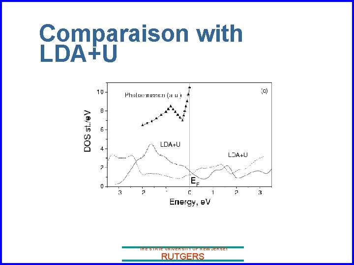 Comparaison with LDA+U THE STATE UNIVERSITY OF NEW JERSEY RUTGERS 