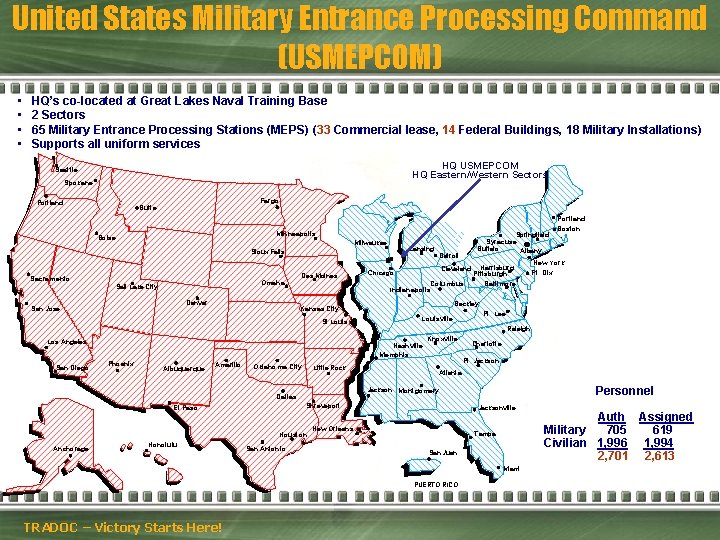 United States Military Entrance Processing Command (USMEPCOM) • HQ’s co-located at Great Lakes Naval