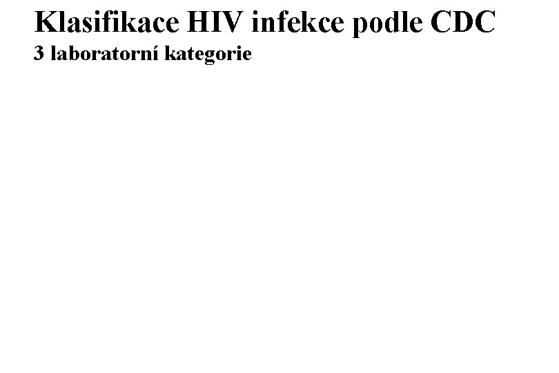 Klasifikace HIV infekce podle CDC 3 laboratorní kategorie 