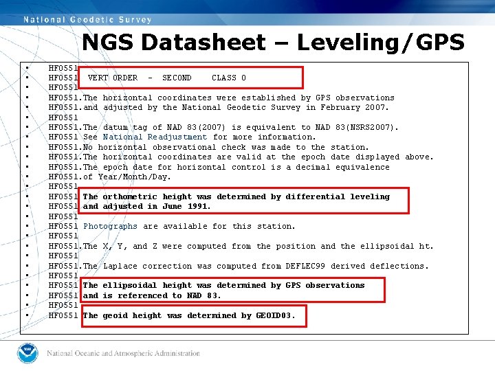 NGS Datasheet – Leveling/GPS • • • • • • • HF 0551 VERT