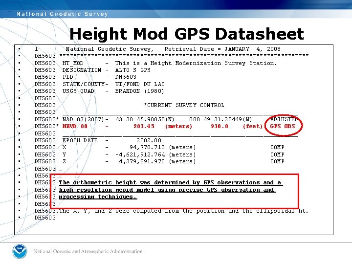 Height Mod GPS Datasheet • • • • • • • 1 National Geodetic