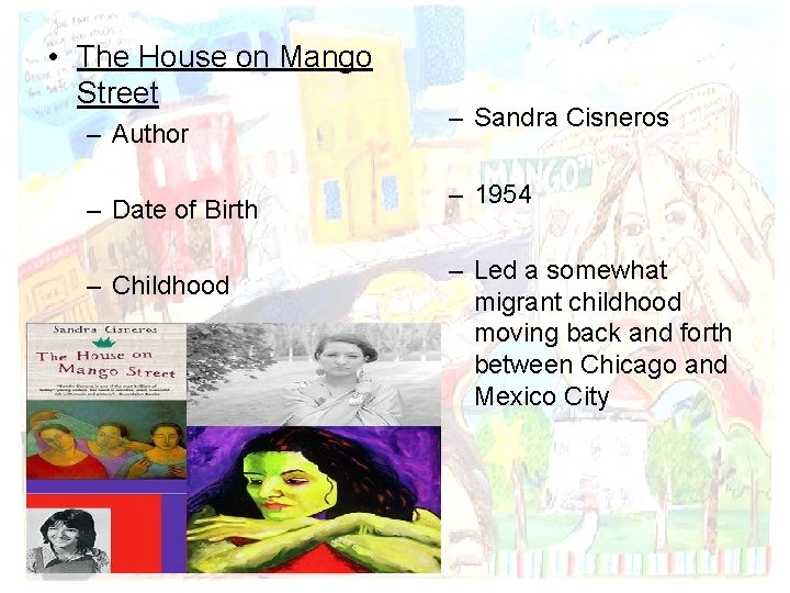  • The House on Mango Street – Author – Date of Birth –