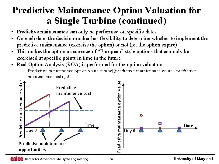 Predictive Maintenance Option Valuation for a Single Turbine (continued) • Predictive maintenance can only