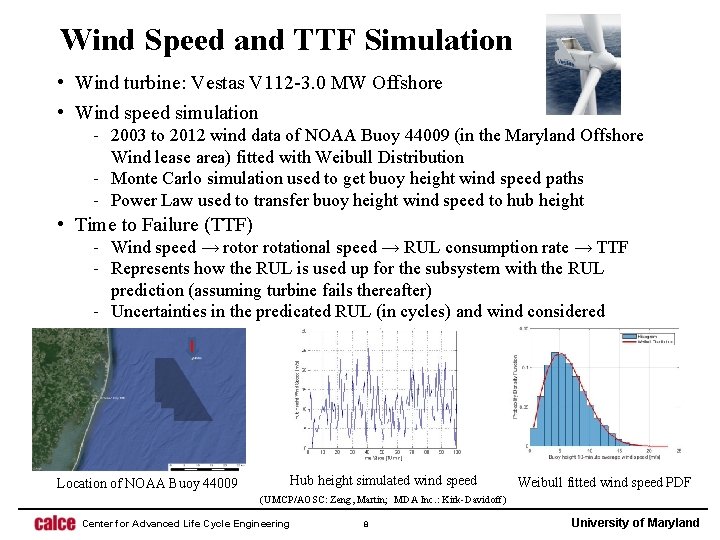 Wind Speed and TTF Simulation • Wind turbine: Vestas V 112 -3. 0 MW