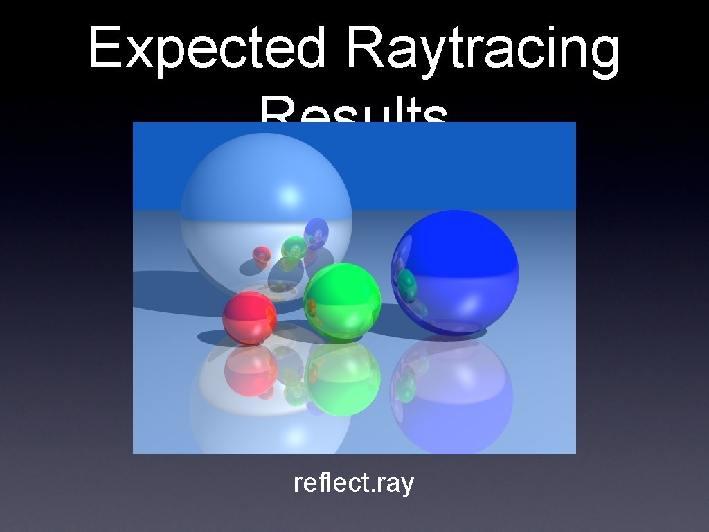 Expected Raytracing Results reflect. ray Expected Raytracing Results reflect. ray