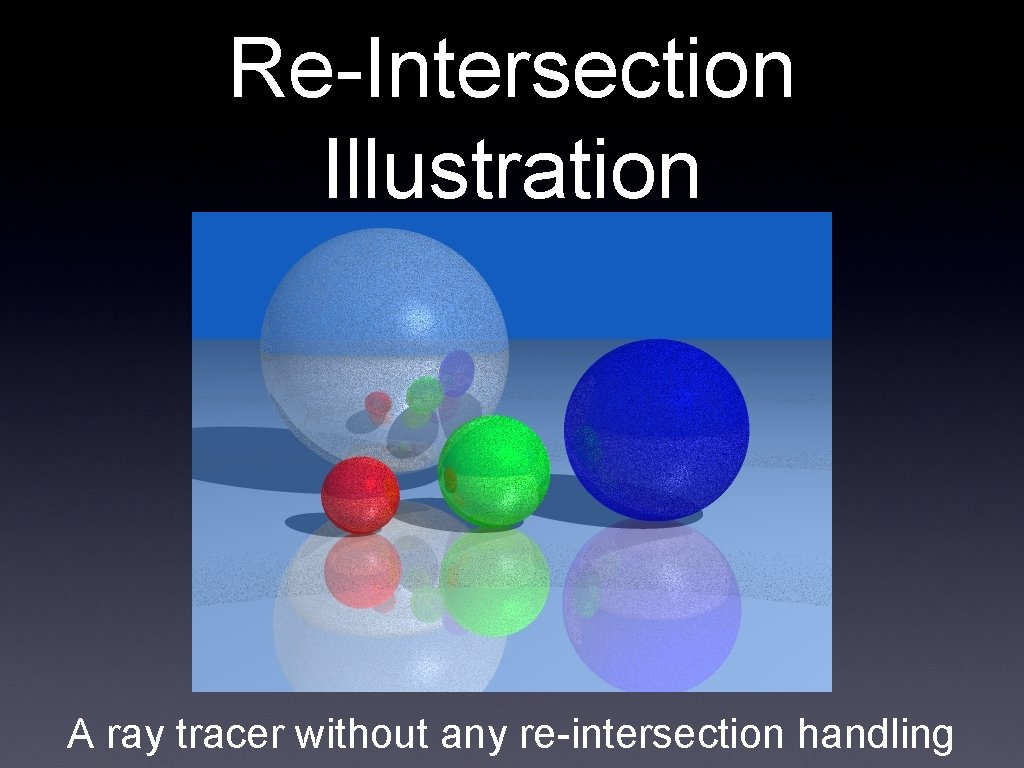 Re-Intersection Illustration A ray tracer without any re-intersection handling Re-Intersection Illustration A ray tracer without any re-intersection handling