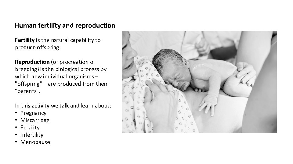 Human fertility and reproduction Fertility is the natural capability to produce offspring. Reproduction (or