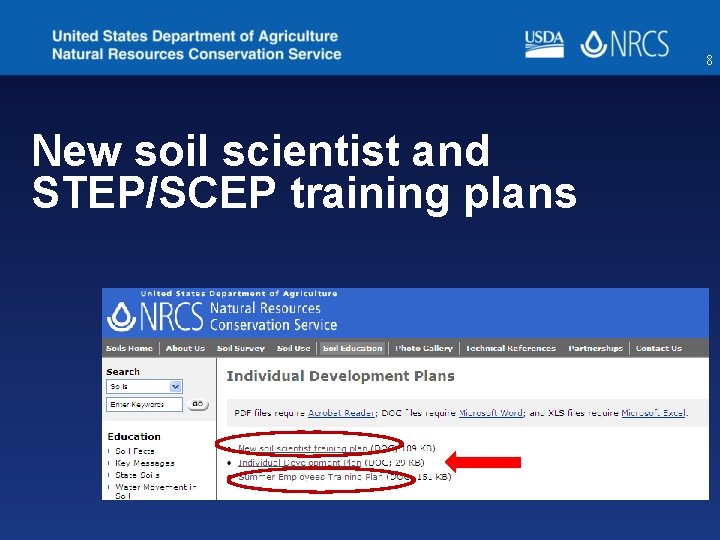 8 New soil scientist and STEP/SCEP training plans 