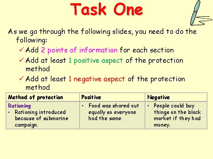 Task One As we go through the following slides, you need to do the