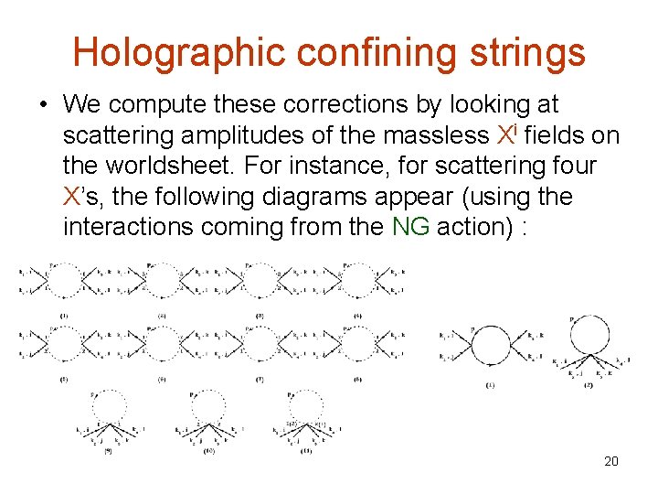 Holographic confining strings • We compute these corrections by looking at scattering amplitudes of