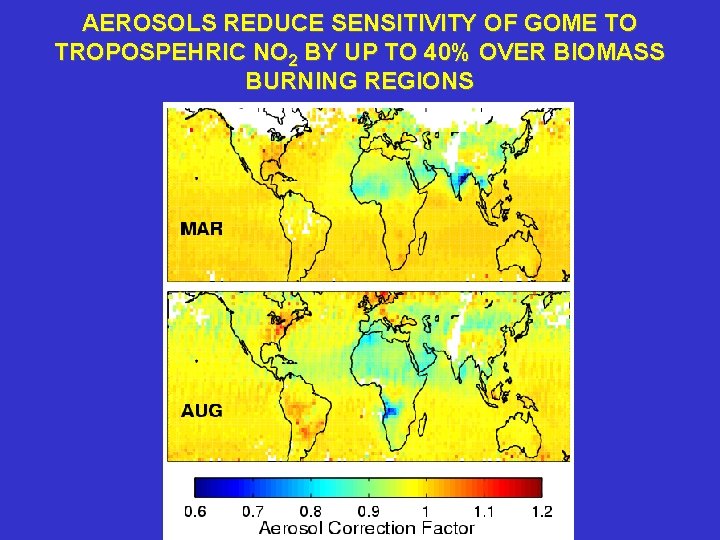 AEROSOLS REDUCE SENSITIVITY OF GOME TO TROPOSPEHRIC NO 2 BY UP TO 40% OVER