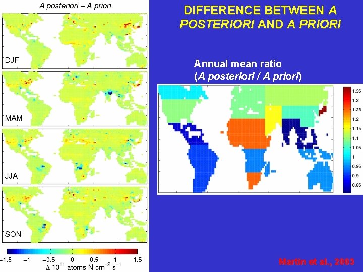 DIFFERENCE BETWEEN A POSTERIORI AND A PRIORI Annual mean ratio (A posteriori / A