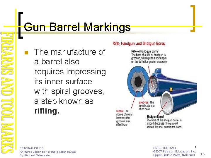 Gun Barrel Markings n The manufacture of a barrel also requires impressing its inner