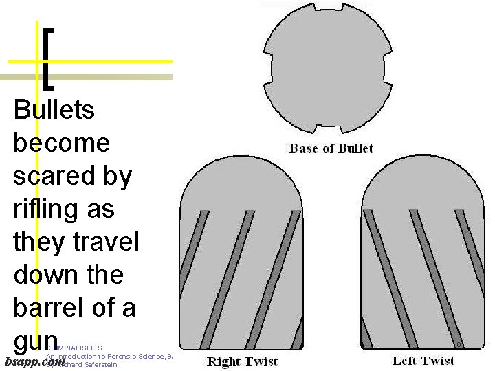 Bullets become scared by rifling as they travel down the barrel of a gun