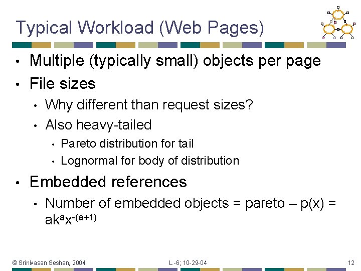 Typical Workload (Web Pages) Multiple (typically small) objects per page • File sizes •
