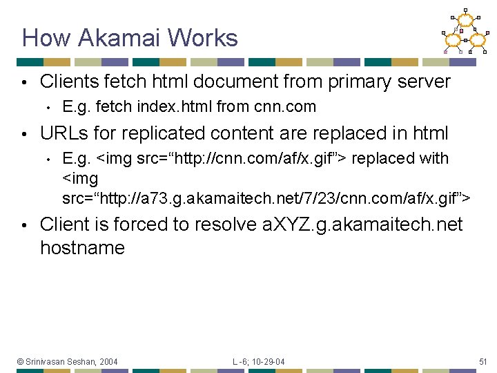 How Akamai Works • Clients fetch html document from primary server • • URLs