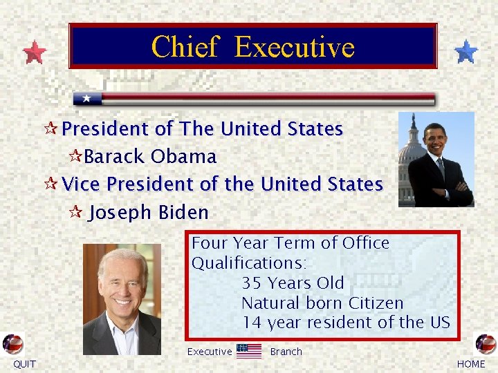 Chief Executive ¶ President of The United States ¶Barack Obama ¶ Vice President of