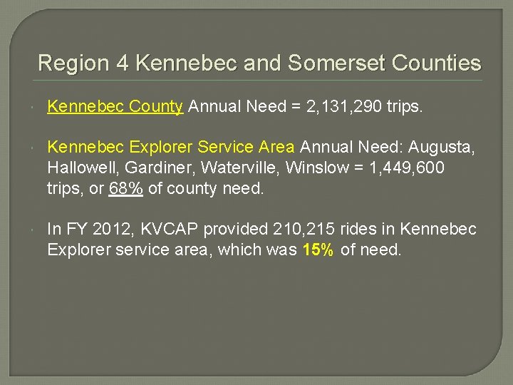 Region 4 Kennebec and Somerset Counties Kennebec County Annual Need = 2, 131, 290