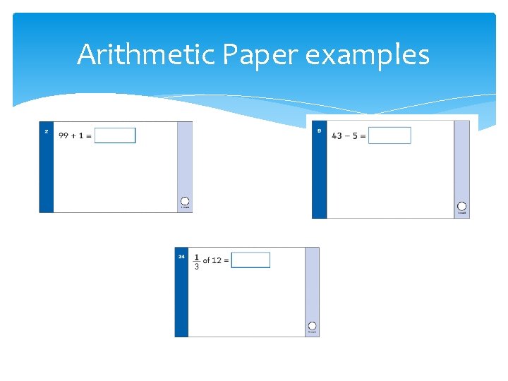 Arithmetic Paper examples 