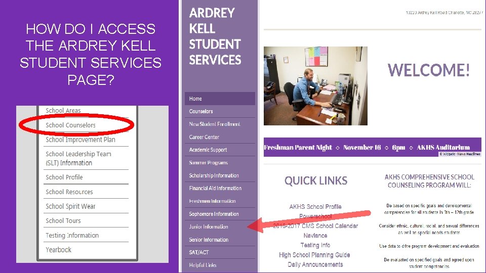 HOW DO I ACCESS THE ARDREY KELL STUDENT SERVICES PAGE? 