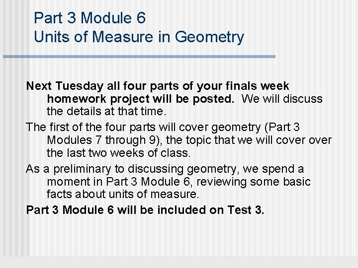 Part 3 Module 6 Units of Measure in