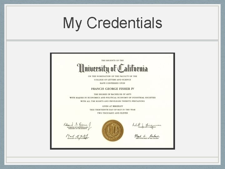 My Credentials 